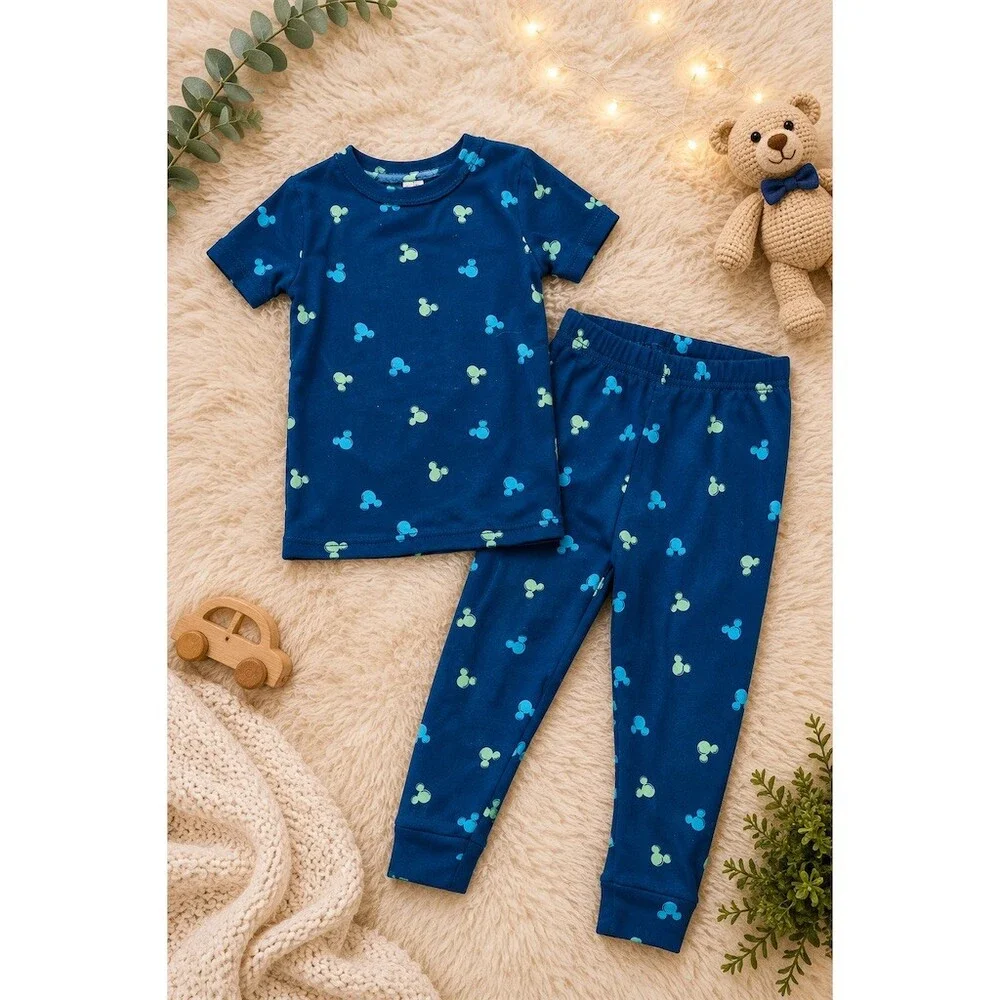 Carter's Toddler Boys Pajama Set 2-Piece Size 3T Blue Mouse Head Print